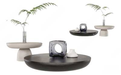 现代茶几组合3D模型下载